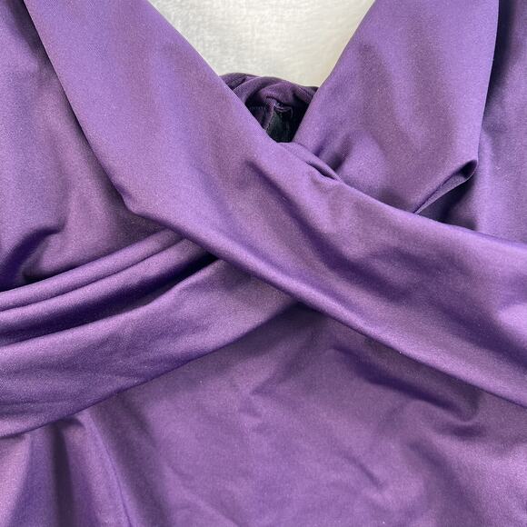 Lands End Sz 2 Tankini Top Swimsuit Underwire Purple Twist Front Adjustable Swim - Picture 5 of 11